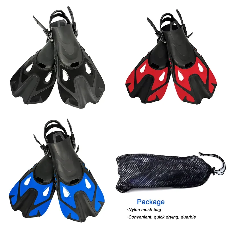 Swim Fin Short Blade - Lightweight Short Adjustable Travel Fins for