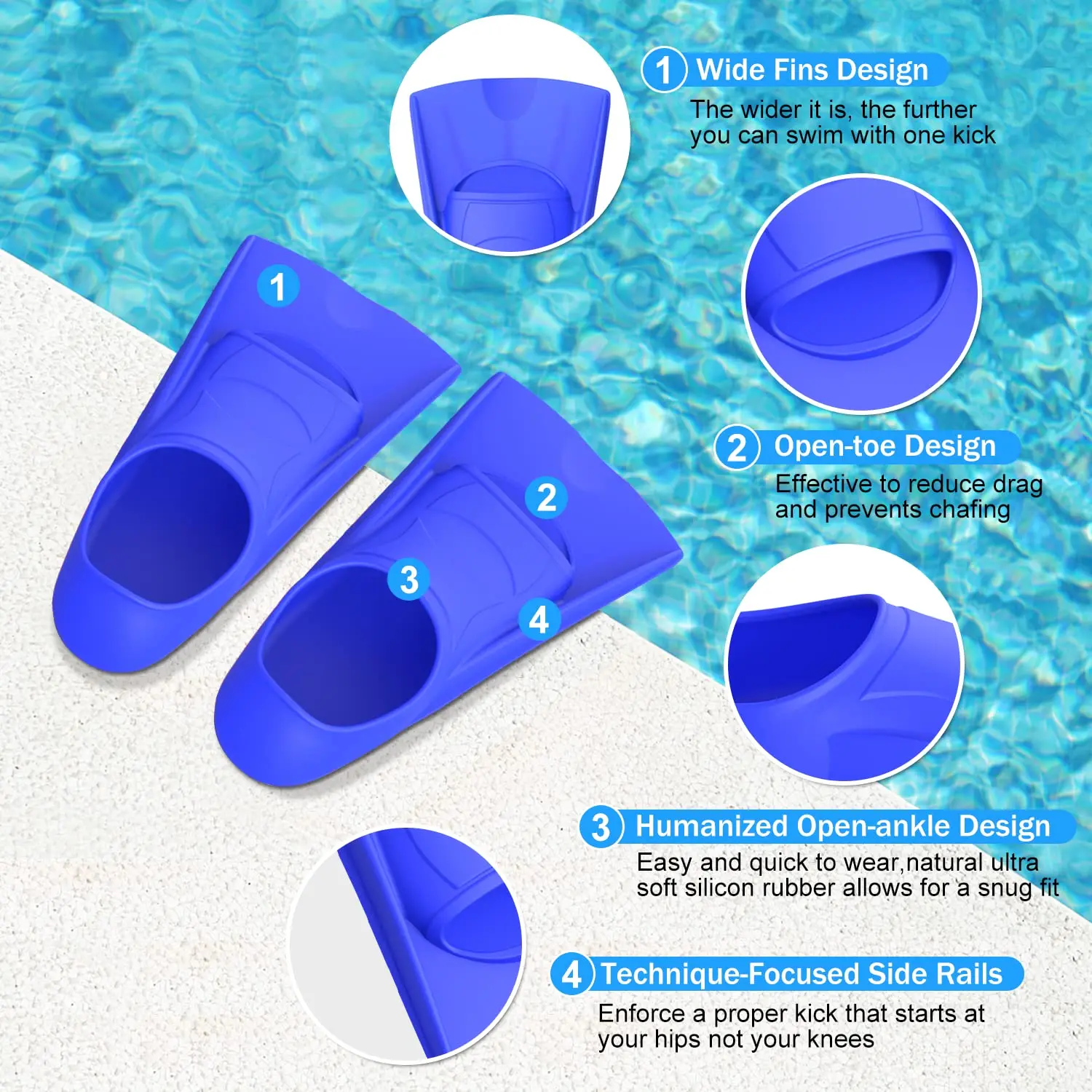 Swim Training Fins Silicone Pr - đánh giá và giá Swim Fin Short Blade